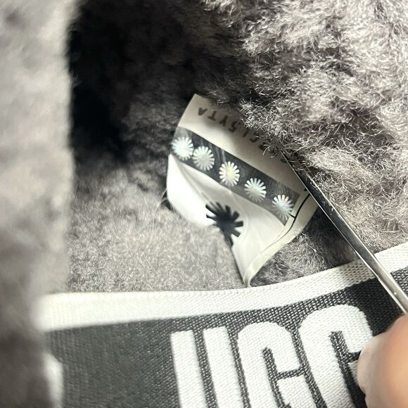 UGG Fluff Yeah Slide Fur Slippers Charcoal Grey Slingback Plush Women’s Size 11 - Picture 10 of 10